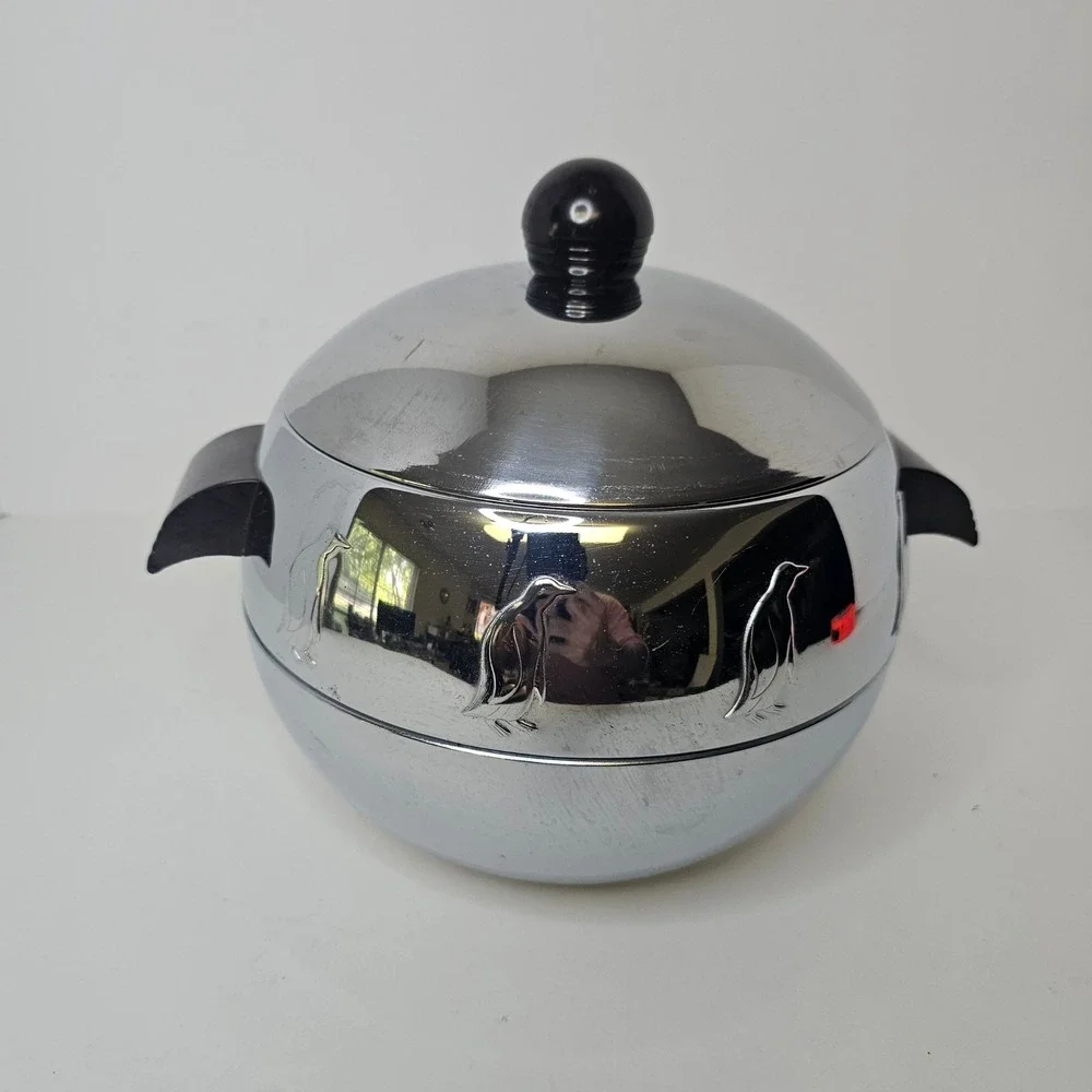 Vintage West Bend Penguin Hot Cold Server Chrome Ice Bucket Mid Century Modern